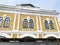 Vologda, Russia, February, 24. 2020. Fragment of the facade of the former hotel `Passage` on Maria Ulyanova street, house 2, 19th