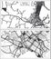 Volos and Zakynthos Greece City Maps Set in Black and White Color in Retro Style