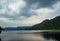Volta lake surrounded by mountains and beautiful clouds