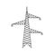 Voltage electric pylon. Power line symbol. Electric power line tower icon