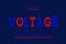 Voltage letters and numbers. Blue and red electric vibrant font. Vector isolated english alphabet