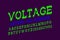 Voltage letters and numbers. Green electric vibrant font. Isolated english alphabet