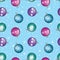 Volume blue purple pink turquoise christmas balls with snowflake