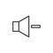 Volume decrease icon. Vector thin line speaker with a minus sign