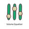 Volume Equalizer Solid Fill outline Icon Design illustration. Media Control Symbol on White background EPS 10 File