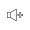 Volume increase icon. Vector thin line speaker with a plus sign for higher sound volume control