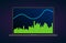 Volume indicator technical analysis. Vector stock and cryptocurrency exchange graph, forex analytics and trading market chart