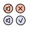 Volume Mute Icon Symbols. Adjustment Button Pictogram. Multimedia adjusting symbol