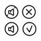 Volume Mute Outline Icon Symbols. Adjustment Button Linear Pictogram. Multimedia adjusting symbol