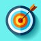 Volume Target icon in flat style on color background. Arrow in the center aim. Vector design element for you business projects