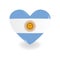 Volumetric Argentina Heart on white background casts shadow, 