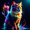 a volumetric cat in a cinematic and vibrant style with colors generated by Ai