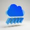 Volumetric glossy blue Cloud Showers Heavy icon isolated on white background