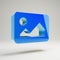 Volumetric glossy blue Image icon isolated on white background