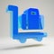 Volumetric glossy blue Luggage Cart icon isolated on white background