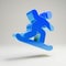 Volumetric glossy blue Snowboarding icon isolated on white background
