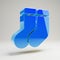 Volumetric glossy blue Socks icon isolated on white background