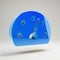 Volumetric glossy blue tachometer icon isolated on white background