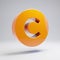 Volumetric glossy hot orange Copyright icon isolated on white background