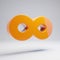 Volumetric glossy hot orange Infinity icon isolated on white background