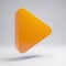Volumetric glossy hot orange Play icon isolated on white background
