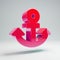 Volumetric glossy hot pink Anchor icon isolated on white background