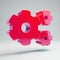 Volumetric glossy hot pink Cogs icon isolated on white background