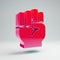 Volumetric glossy hot pink Fist icon isolated on white background