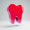 Volumetric glossy hot pink tooth icon isolated on white background