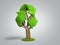 Volumetric green grass coated recycling sign as tree 3d render on grey gradient