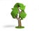 Volumetric green grass coated recycling sign as tree 3d render on white