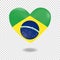 Volumetric heart of Brazil on checkered background denoting transparency, vector