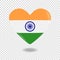 Volumetric heart of India on checkered background denoting transparency, vector