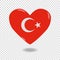 Volumetric heart of Turkey on checkered background denoting transparency, vector