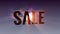 Volumetric inscription SALE. Animated background with light source and clouds