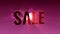 Volumetric inscription SALE. Animated pink background