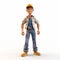 Volumetric Lighting: 3d Render Of Tom, A Cartoon Character In Jeans And Work Uniform