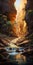 Volumetric Lighting: A Serene Australian Canyon Painting With Golden Light