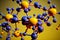 volumetric model of chemical structure molecule closeup with atomic bonds