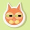 Volumetric sticker with the depicted cat. Emotion of suspicion.