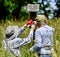 Volunteer Checking Baby Eastern Bluebirds in Bluebird Birdhouse #4