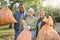 Volunteer group portrait, community service and cleaning park with garbage bag for clean environment. Happy man and