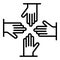 Volunteer hand group icon, outline style