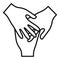 Volunteer hands icon, outline style