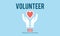 Volunteer Helping Hands Heart Icon Concept.