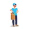 Volunteer Holding Groceries, Food Donation Vector Illustration