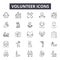 Volunteer line icons, signs, vector set, outline illustration concept