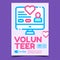Volunteer Online Help Advertising Banner Vector