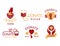 Volunteer red icons charity donation vector set humanitarian awareness hand hope aid support symbols.