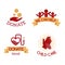 Volunteer red icons charity donation vector set humanitarian awareness hand hope aid support symbols.